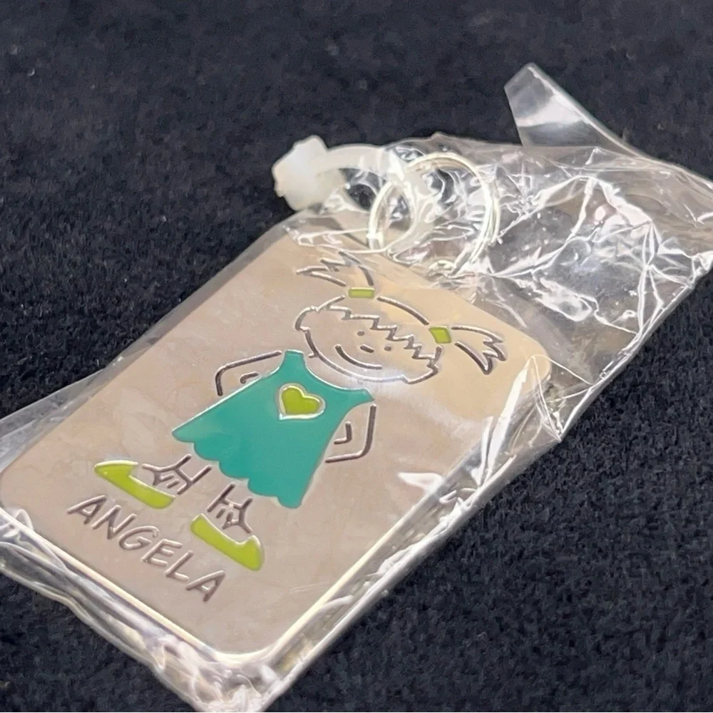 New Ganz Silver Angela Name Tag Charm Childrens Girls Gift NWT Pendant